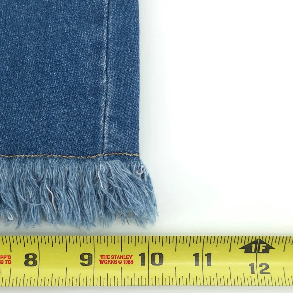 Michael Kors Womens Jeans Cropped Flare 12‎ Blue Frayed Hem Denim